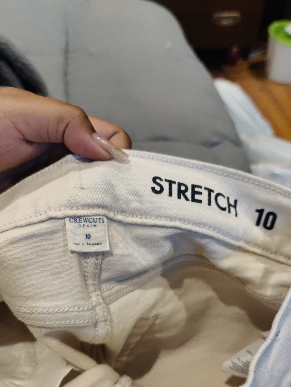 Crewcuts Cream Stretch Denim Pants
